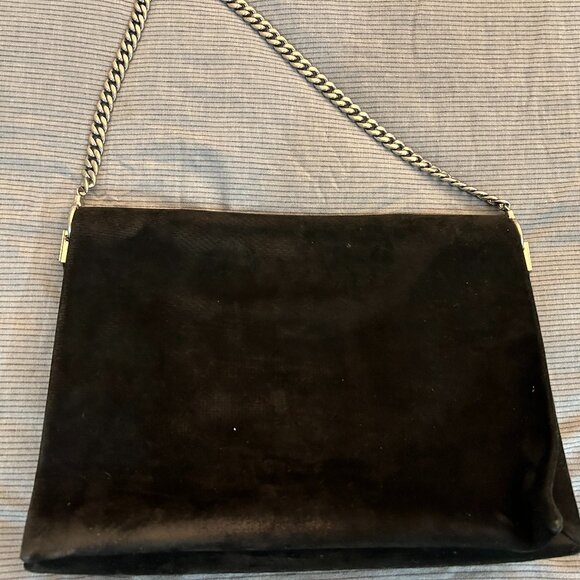 Celine Suede Shoulder Handbag with Silver Chain - Picture 5 of 14